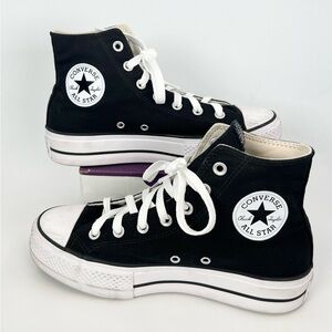 Converse Chuck Taylor All Star High Top Platform Lift Black Shoes - WOMENS 8.5